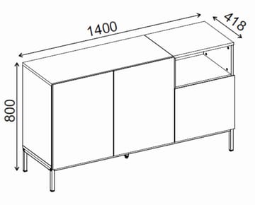 Morlen Konsol 140x80x41,8 cm - Natural Oak, Wood Black, Sandstone - Förvaring - Förvaringsmöbler - Sideboard & skänk
