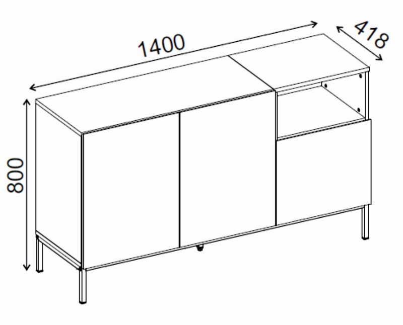 Morlen Konsol 140x80x41,8 cm - Natural Oak, Wood Black, Sandstone - Förvaring - Förvaringsmöbler - Sideboard & skänk