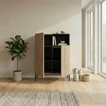 Morlen Sideboard 90x120x41,8 cm - Natural Oak, Wood Black, Sandstone - Förvaring - Förvaringsmöbler - Sideboard & skänk