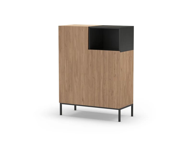 Morlen Sideboard 90x120x41,8 cm - Natural Oak, Wood Black, Sandstone - Förvaring - Förvaringsmöbler - Sideboard & skänk