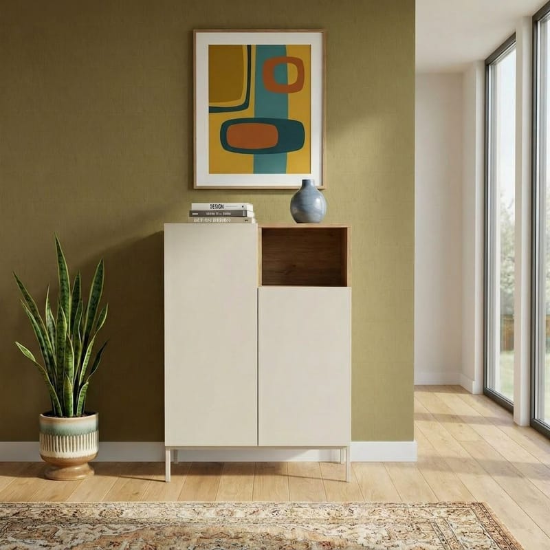 Morlen Sideboard 90x120x41,8 cm - Santstone och naturlig ek - Förvaring - Förvaringsmöbler - Sideboard & skänk