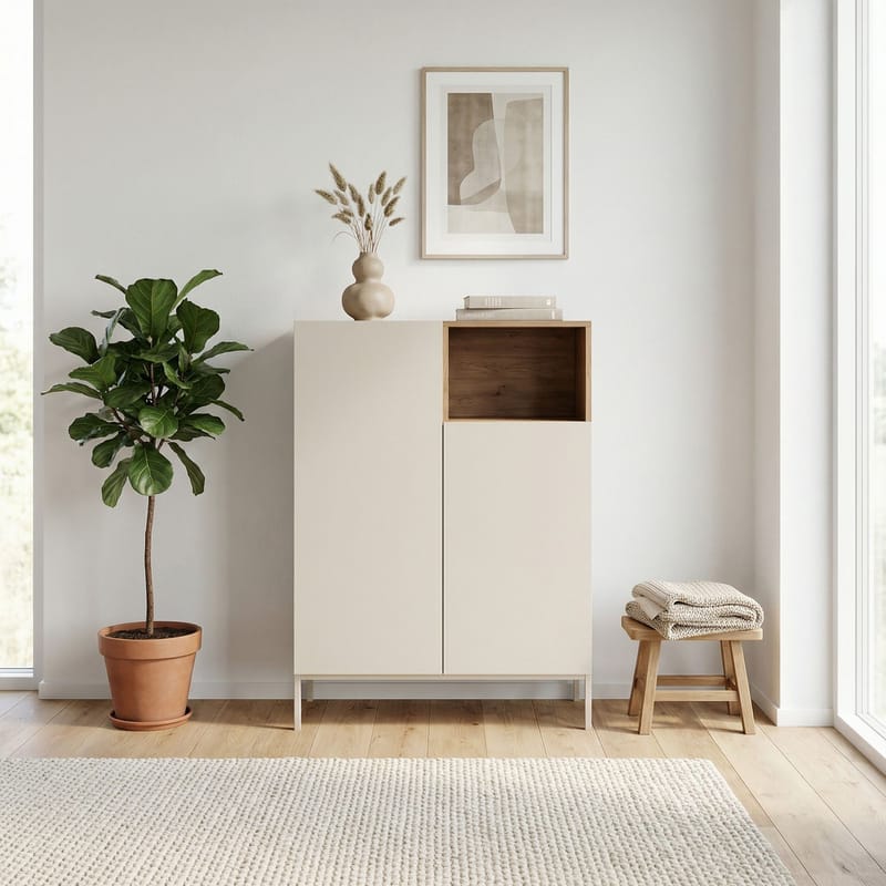 Morlen Sideboard 90x120x41,8 cm - Santstone och naturlig ek - Förvaring - Förvaringsmöbler - Sideboard & skänk