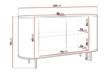 Pantego Skänk 139x40 cm - Rosa - Förvaring - Förvaringsmöbler - Sideboard & skänk