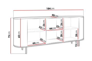 Pantego Skänk 184x40 cm i Trä med Metallben - Brun - Förvaring - Förvaringsmöbler - Sideboard & skänk