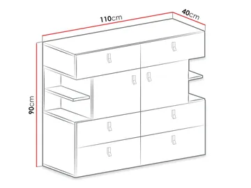Planeta Skänk 110 cm i Ljust Trä - Svart - Förvaring - Förvaringsmöbler - Sideboard & skänk