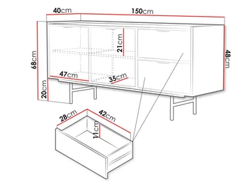 Rolden Skänk 150x68 cm - Valnöt - Förvaring - Förvaringsmöbler - Sideboard & skänk