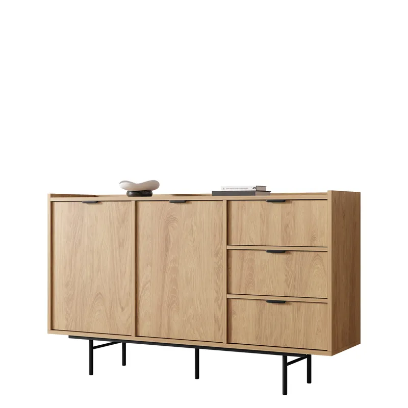 Rolden Skänk 150x90 cm i Trä med Ekutseende och Metallben, Svart|Brun