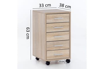Rullkontejner Wohnling 5 lådor med hjul, folierad spånskiva, modern stil Sonoma - Sonoma - Förvaring - Förvaringsmöbler - Byrå - Hurtsar