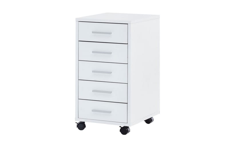 Rullkontejner Wohnling 5 lådor med hjul, folierad spånskiva, modern stil Vit - Vit - Förvaring - Förvaringsmöbler - Byrå