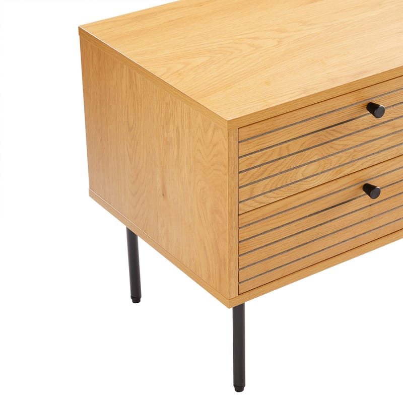 Sängbord Line 50x40x50 cm, melamin med ekbark Med lådor - brun - Möbler - Bord & matgrupper - Avlastningsbord - Sängbord & nattduksbord