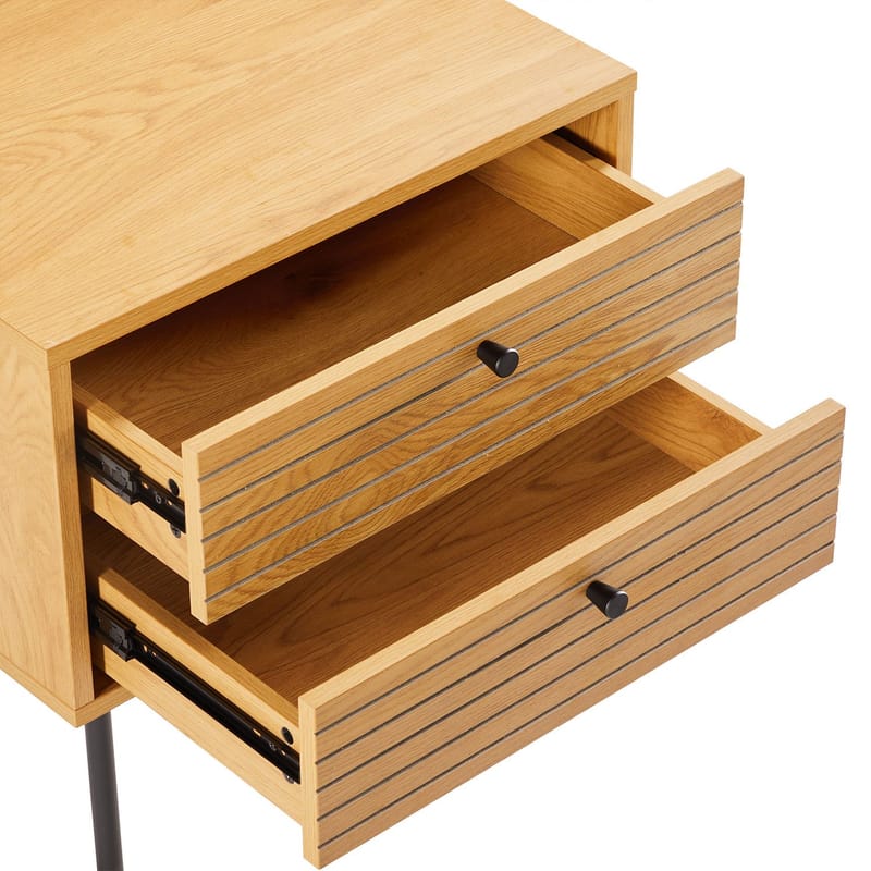 Sängbord Line 50x40x50 cm, melamin med ekbark Med lådor - brun - Möbler - Bord & matgrupper - Avlastningsbord - Sängbord & nattduksbord