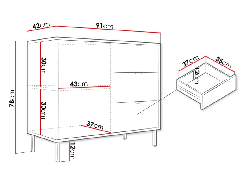 Salmor Skänk 91x42 cm - Vit - Förvaring - Förvaringsmöbler - Sideboard & skänk