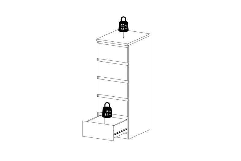 Salomns Byrå 111,3 cm - Vit högblank - Förvaring - Förvaringsmöbler - Byrå