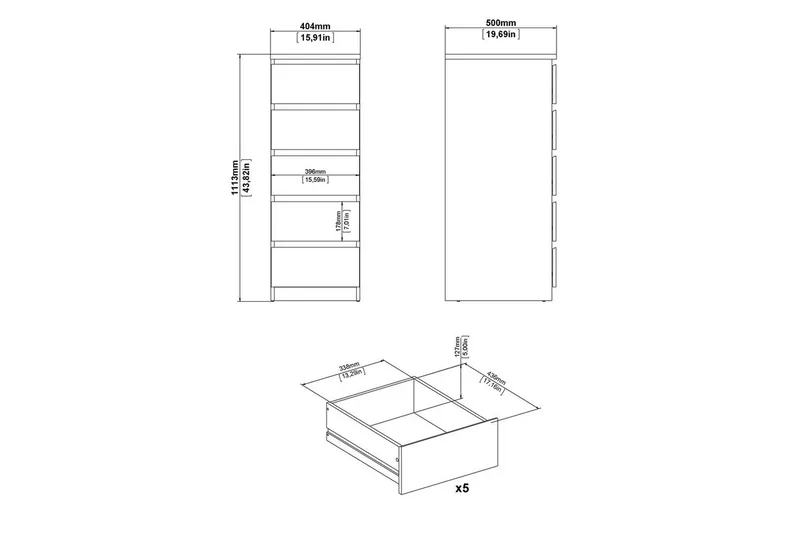 Salomns Byr å 111,3 cm - Vit högblank - Förvaring - Förvaringsmöbler - Byrå
