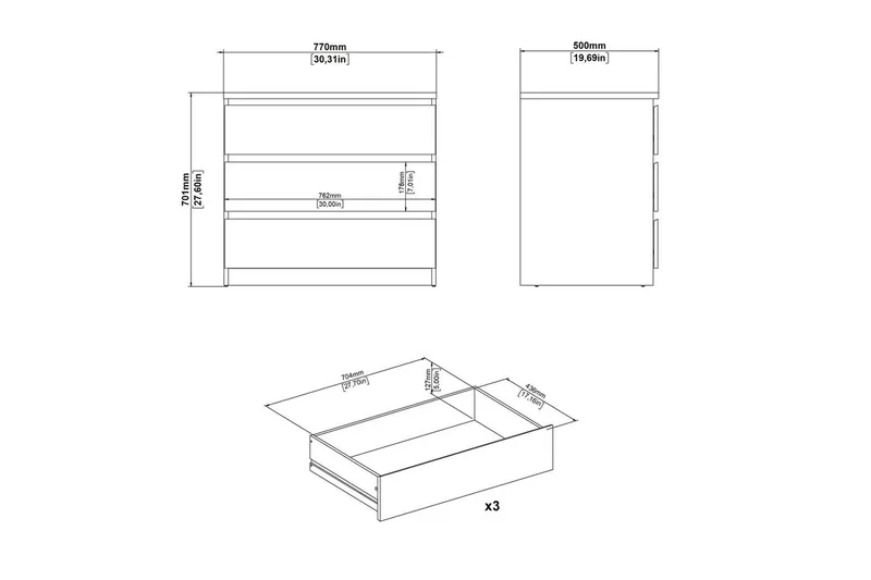 Salomns Byrå 77 cm - Vit - Förvaring - Förvaringsmöbler - Byrå - Hallbyrå