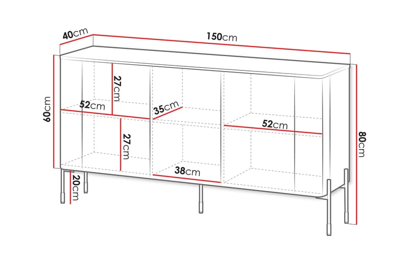 Sherie Skänk 150x40 cm - Beige - Förvaring - Förvaringsmöbler - Sideboard & skänk