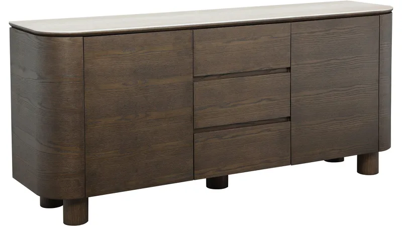 Sideboard Ödalen med Keramisk Topp, Brun lackad ekfaner