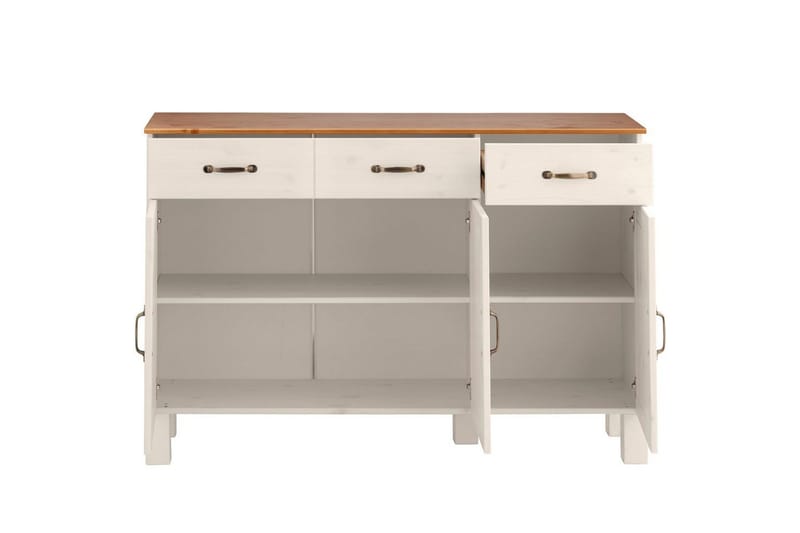 Sideboard & skänk Loft24 Skänk Alby 125x38x85 cm, Vit/Honung Vit,Natur - Förvaring - Förvaringsmöbler - Sideboard & skänk