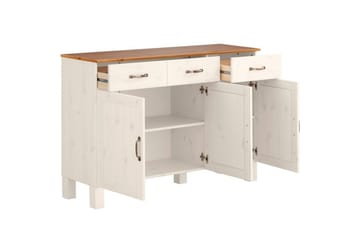 Sideboard & skänk Loft24 Skänk Alby 125x38x85 cm, Vit/Honung Vit,Natur - Förvaring - Förvaringsmöbler - Sideboard & skänk