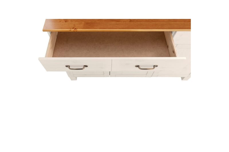 Sideboard & skänk Loft24 Skänk Alby 125x38x85 cm, Vit/Honung Vit,Natur - Förvaring - Förvaringsmöbler - Sideboard & skänk