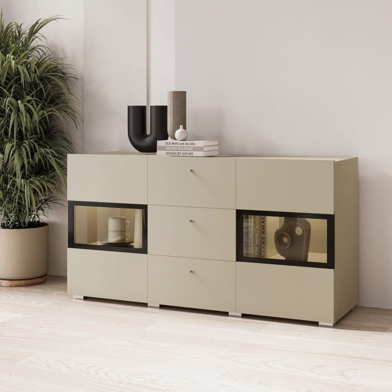 Sideboard Baros 2 Dörrar med 3 Lådor - Ljus Beige - Förvaring - Förvaringsmöbler - Sideboard & skänk