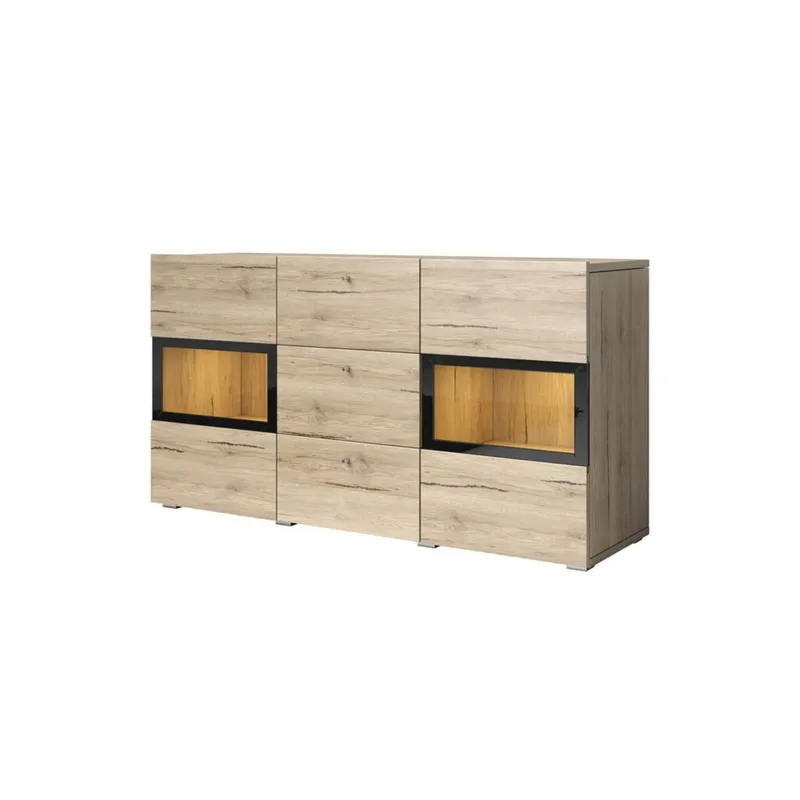 Sideboard Baros 2 Dörrar med 3 Lådor - San Remo Ek Ljust Laminat - Förvaring - Förvaringsmöbler - Sideboard & skänk