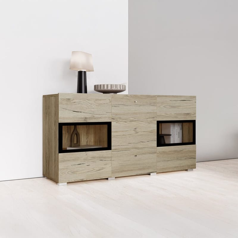 Sideboard Baros 2 Dörrar med 3 Lådor - San Remo Ek Ljust Laminat - Förvaring - Förvaringsmöbler - Sideboard & skänk