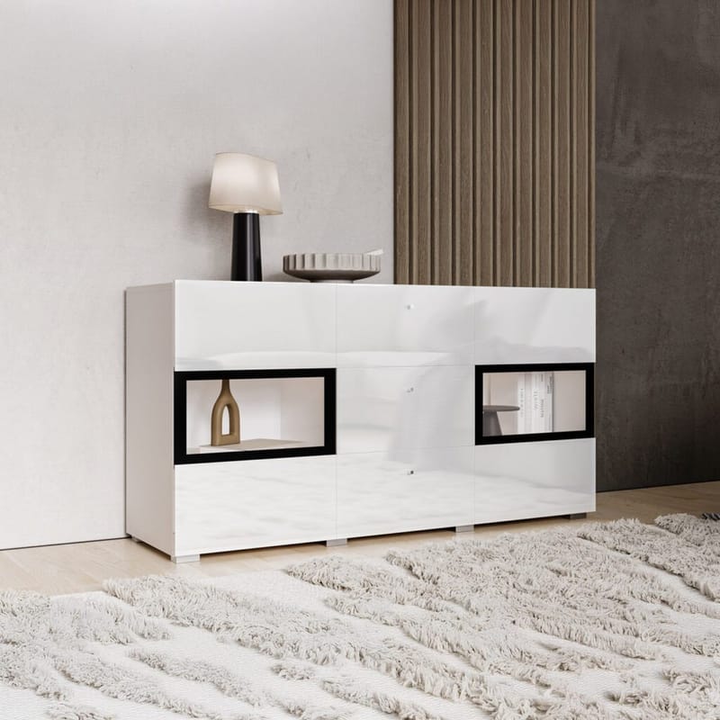 Sideboard Baros 2 Dörrar med 3 Lådor - Vit Laminat - Förvaring - Förvaringsmöbler - Sideboard & skänk
