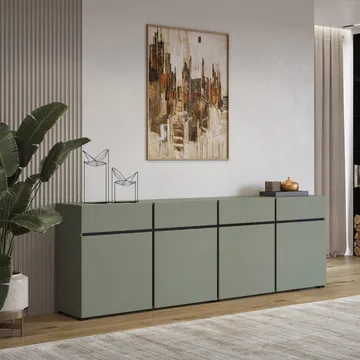 Sideboard Cross 4 dörrar med 4 lådor - Grön - Svart - Förvaring - Förvaringsmöbler - Sideboard & skänk