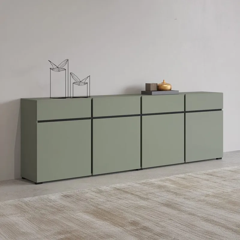 Sideboard Cross 4 dörrar med 4 lådor - Grön - Svart - Förvaring - Förvaringsmöbler - Sideboard & skänk