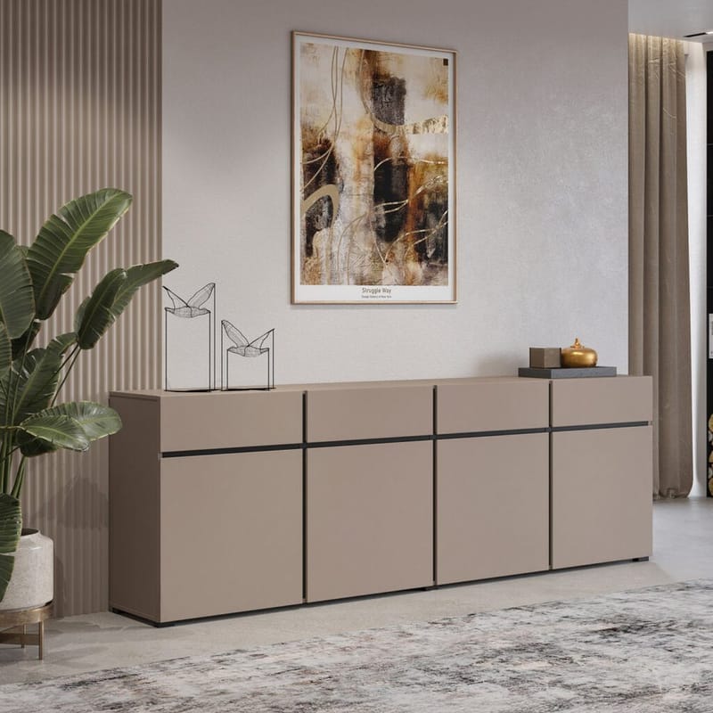 Sideboard Cross 4 dörrar med 4 lådor - Kongo - Svart - Förvaring - Förvaringsmöbler - Sideboard & skänk