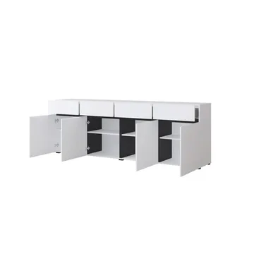 Sideboard Cross 4 dörrar med 4 lådor - Vit - Svart - Förvaring - Förvaringsmöbler - Sideboard & skänk