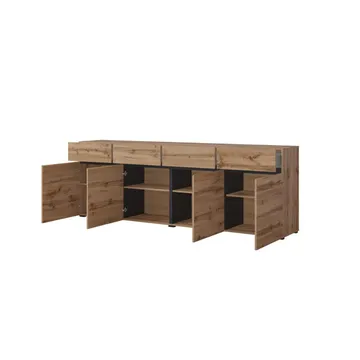Sideboard Cross 4 dörrar med 4 lådor - Wotan Ek - Svart - Förvaring - Förvaringsmöbler - Sideboard & skänk