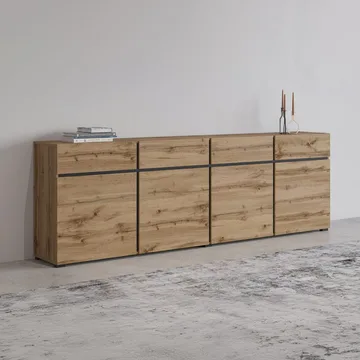 Sideboard Cross 4 dörrar med 4 lådor - Wotan Ek - Svart - Förvaring - Förvaringsmöbler - Sideboard & skänk