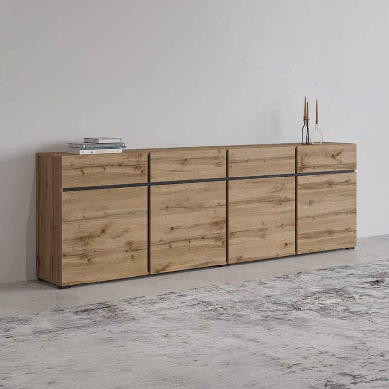Sideboard Cross 4 dörrar med 4 lådor - Wotan Ek - Svart - Förvaring - Förvaringsmöbler - Sideboard & skänk