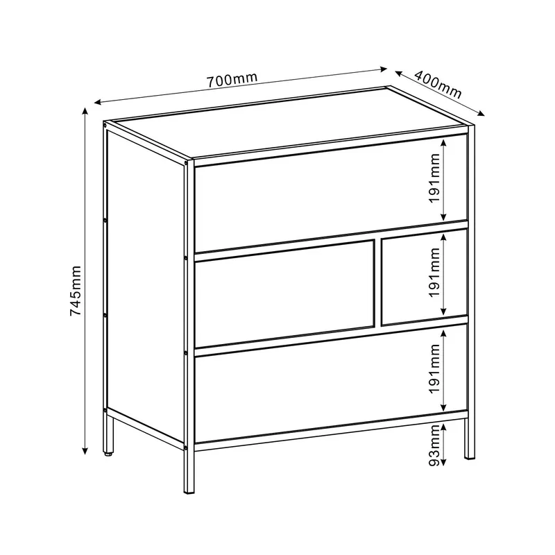 Sideboard Hedvig ask/svart 70x40x74,5 cm - Förvaring - Förvaringsmöbler - Sideboard & skänk