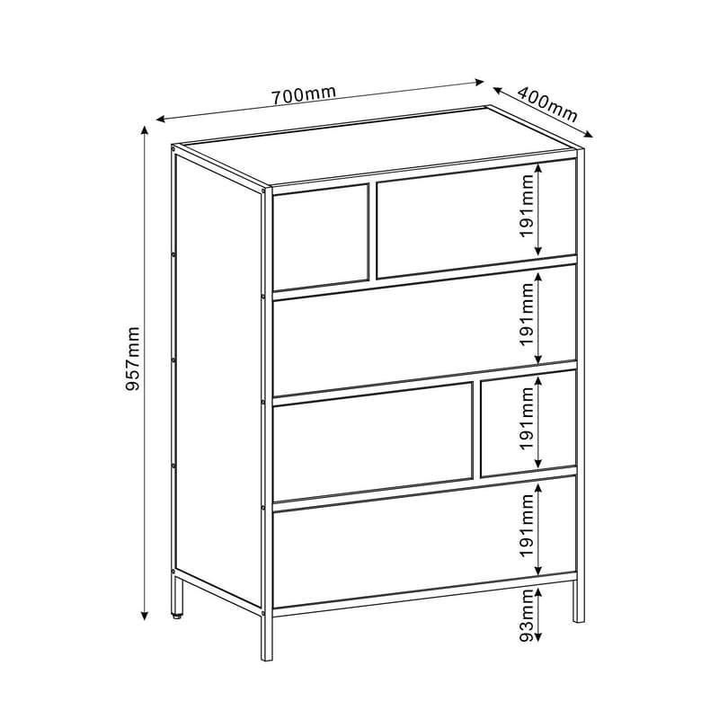 Sideboard Hedvig ask/svart 70x40x95 cm - Förvaring - Förvaringsmöbler - Sideboard & skänk