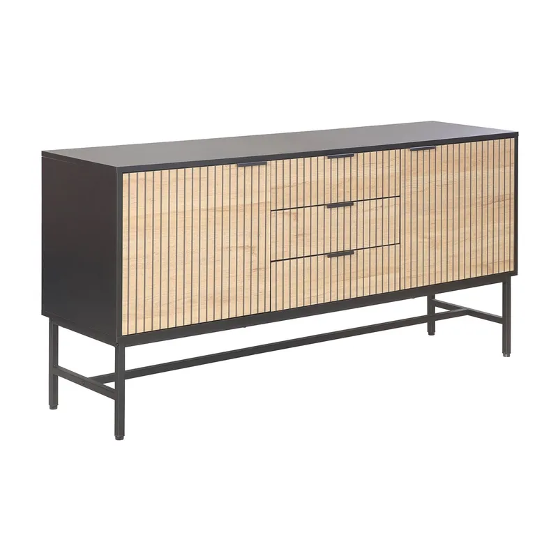 Sideboard Helve Melamin 150x40x75 cm, svart / ljust trä