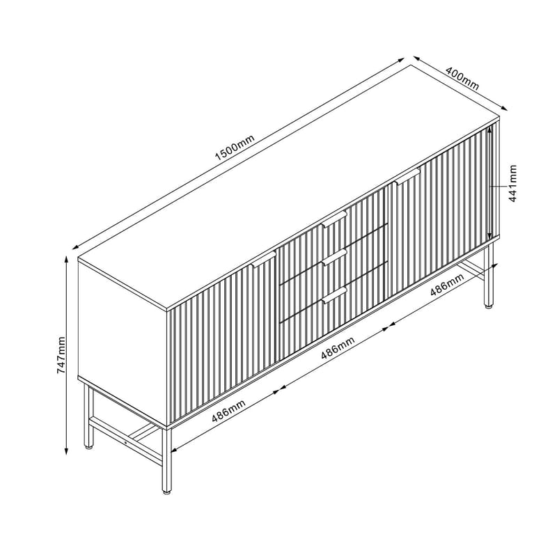 Sideboard Helve Melamin 150x40x75 cm - svart / ljust trä - Förvaring - Förvaringsmöbler - Sideboard & skänk