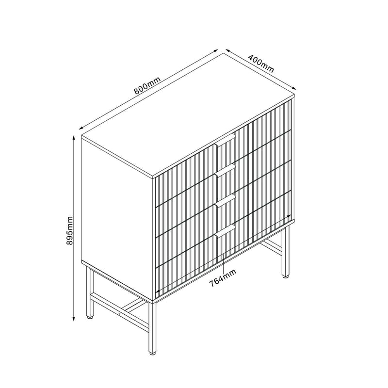 Sideboard Helve Melamin 80x40x89,5 cm - svart / ljust trä - Förvaring - Förvaringsmöbler - Sideboard & skänk