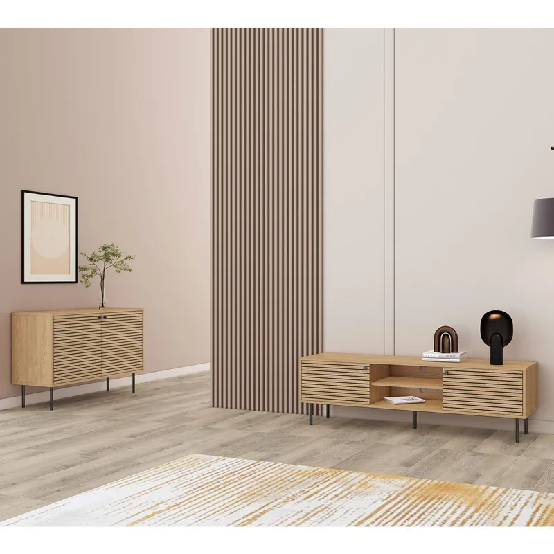 Sideboard Line melamin med ekbark 110x40x74 cm - Brun - Förvaring - Förvaringsmöbler - Sideboard & skänk