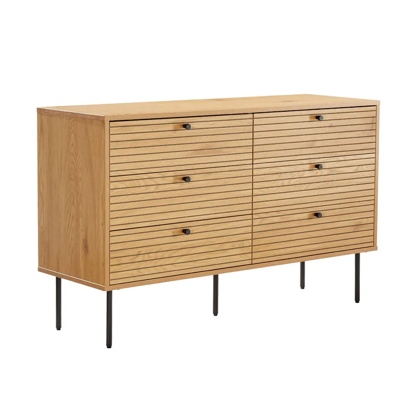 Sideboard Line melamin med ekbark 120x40x75 cm, Brun