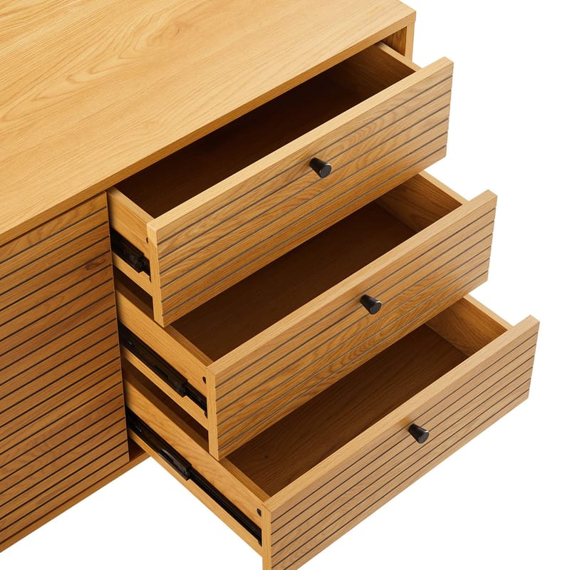 Sideboard Line melamin med ekbark 150x40x74 cm - Brun - Förvaring - Förvaringsmöbler - Sideboard & skänk