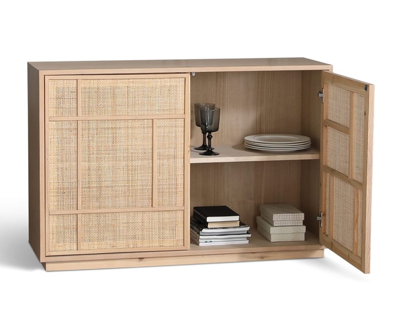 Sideboard med förvaring och rottingdörrar 120 cm bred - Stockholm - Ek - Förvaring - Förvaringsmöbler - Sideboard & skänk