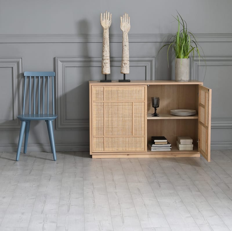 Sideboard med förvaring och rottingdörrar 120 cm bred - Stockholm - Ek - Förvaring - Förvaringsmöbler - Sideboard & skänk