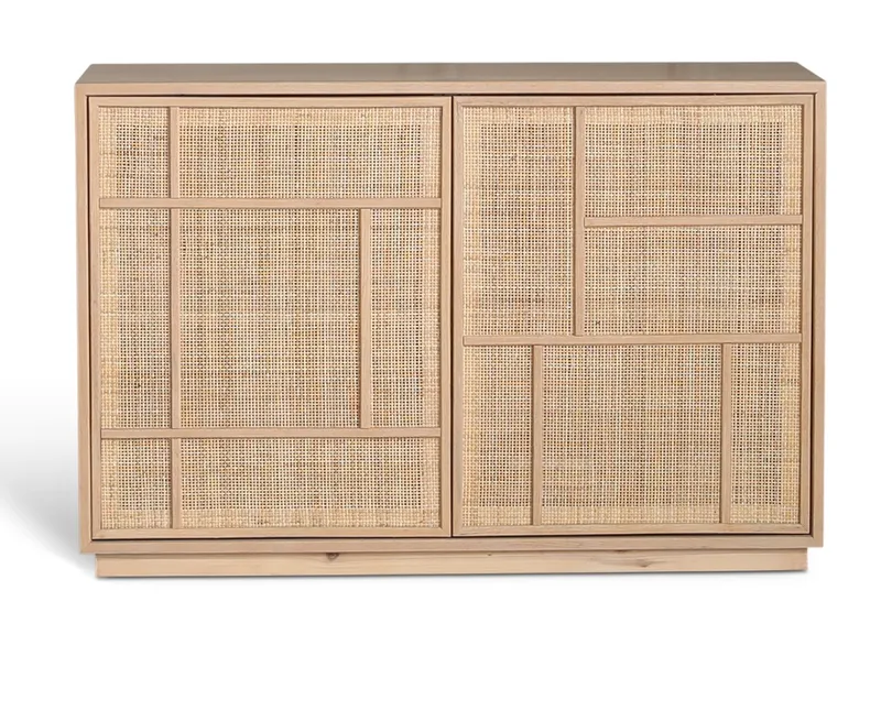 Sideboard med förvaring och rottingdörrar 120 cm bred - Stockholm, Ek