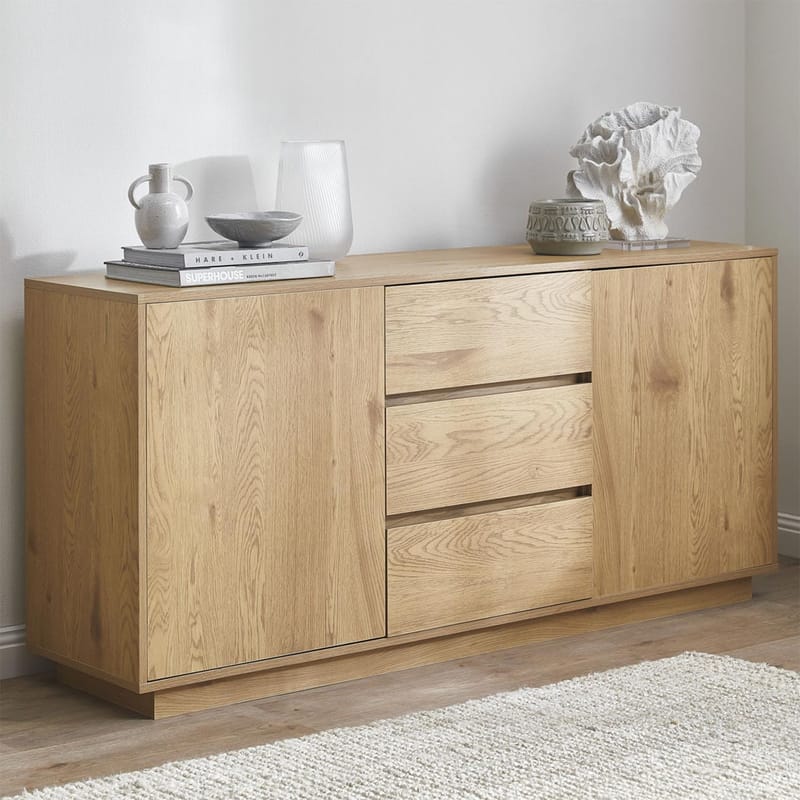 Sideboard Sacha melamin med ekbark 160x40x74 cm - Brun - Förvaring - Förvaringsmöbler - Sideboard & skänk