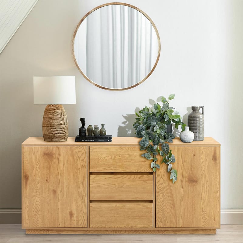 Sideboard Sacha melamin med ekbark 160x40x74 cm - Brun - Förvaring - Förvaringsmöbler - Sideboard & skänk