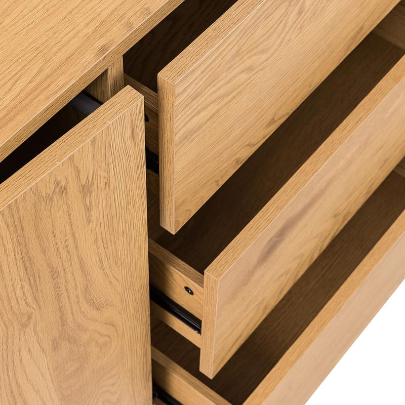 Sideboard Sacha melamin med ekbark 160x40x74 cm - Brun - Förvaring - Förvaringsmöbler - Sideboard & skänk