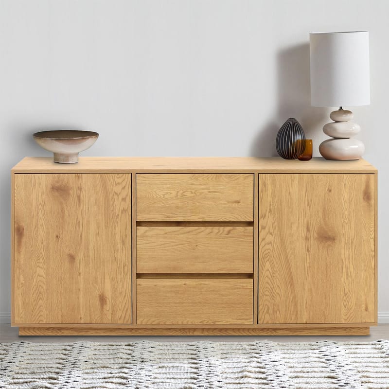 Sideboard Sacha melamin med ekbark 160x40x74 cm - Brun - Förvaring - Förvaringsmöbler - Sideboard & skänk